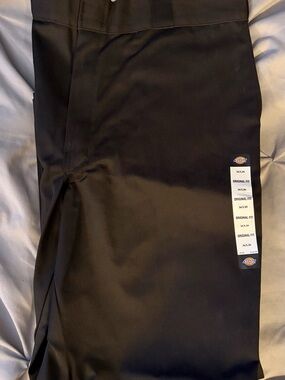 Dickies Black Straight Work Pants with Logo Tab